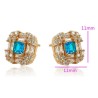 Aretes Con Aquamarina Y Cristal Oro 18k Laminado