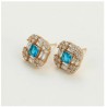 Aretes Con Aquamarina Y Cristal Oro 18k Laminado